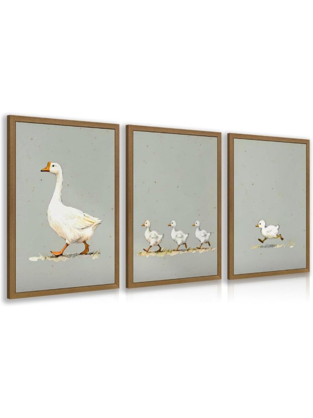 Rustic Farmhouse Goose Wall Art Set of 3 - Vintage Cottagecore Decor for Kitchen